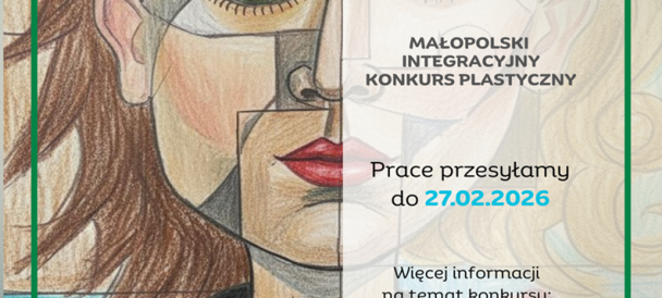 Obrazek przedstawia twarz młodej osoby naszkicowaną kredkami.