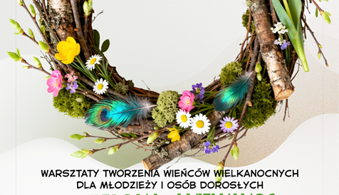 Obrazek przedstawia kolorowy wielkanocny wianek.