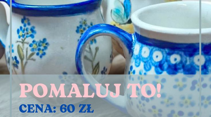 Obrazek przedstawia ceramiczne kubki wymalowane w kwiatuszki