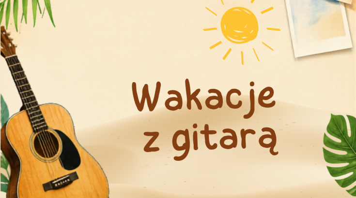 Obrazek przedstawia gitarę, a nad nią słońce.
