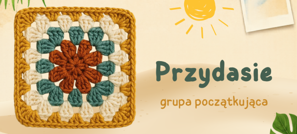 Obrazek przedstawia kwadrat babuni zrobiony na szydełku z kolorowej włóczki.