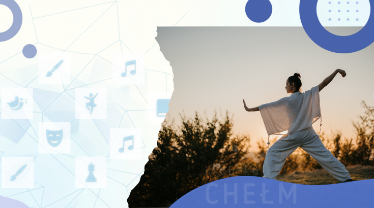 Obrazek przedstawia osobę praktykującą tai-chi